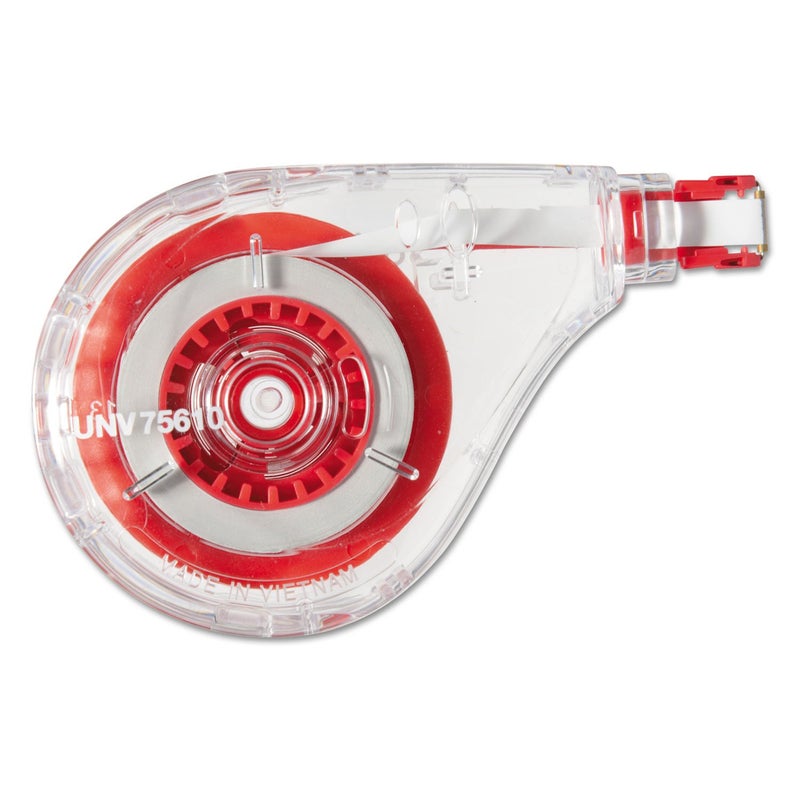 Universal Side-Application Correction Tape, Transparent Red Applicator, 0.2" x 393", 6/Pack - Image 3